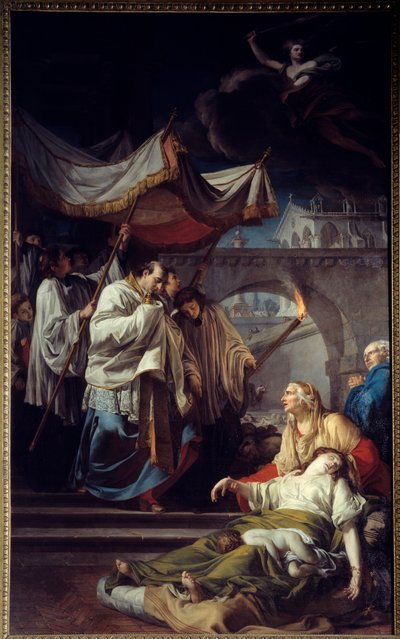Borromee kommuniserer skadedyr. Saint Charles Borromee (Carlo Borromeo av Anicet Charles Gabriel Lemonnier