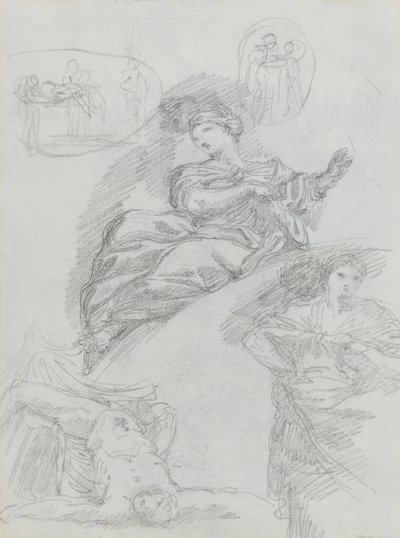 Studier av figurer [verso] av Anicet Charles Gabriel Lemonnier