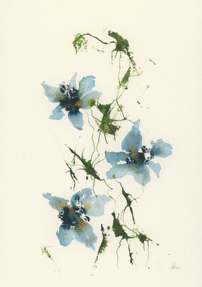 Blå akvarellblomster av Ankie Kooi