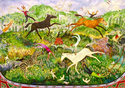 Og for mitt neste triks, 2017 (akryl) av Anna Pugh