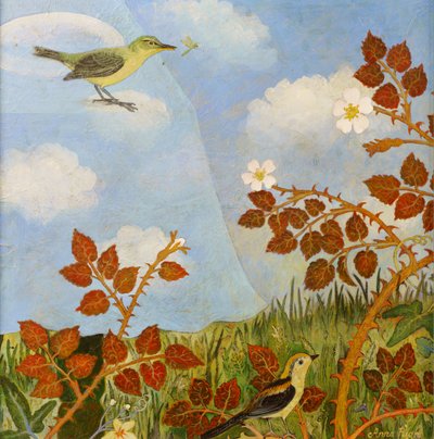 Fugler på en sky, 2023 (akryl) av Anna Pugh