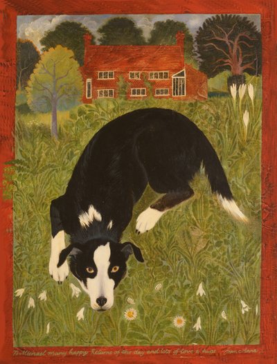 Colliehund (akryl) av Anna Pugh