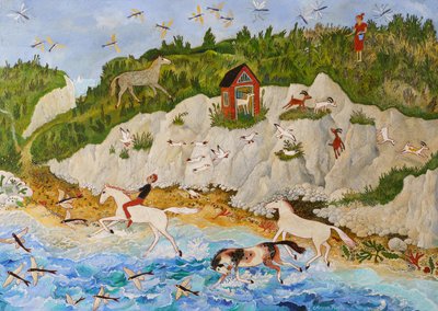 Flygefisk, 2020 (akryl) av Anna Pugh