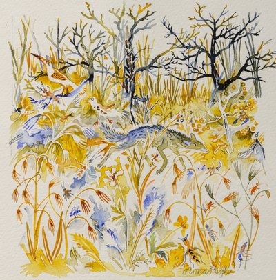 Rev i skogen, 2023 (akvarell) av Anna Pugh