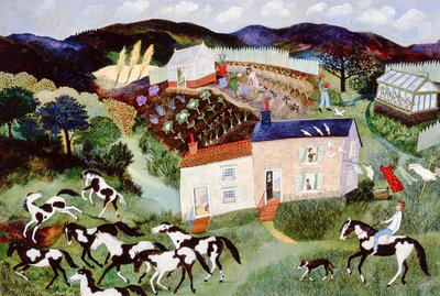 Potetplukking, 2001 (akryl) av Anna Pugh