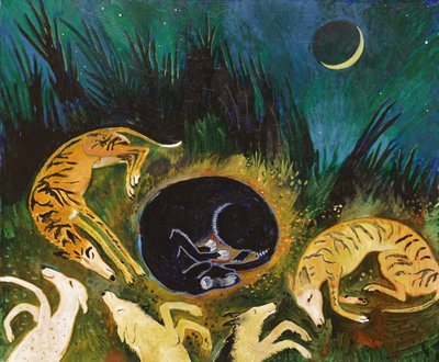 Sovende hunder, 2017 (akryl) av Anna Pugh