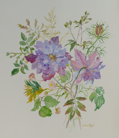 Stilleben av blomster, 2021 (maleri) av Anna Pugh