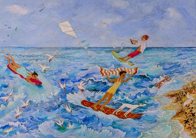 For høy Icarus, 2020 (akryl) av Anna Pugh