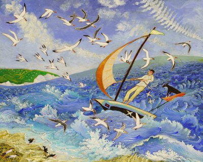 Wallace drar til sjøs, 2017 (akryl) av Anna Pugh