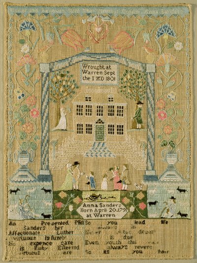Prøvetaker, 1801 (silketråd på lin) av Anna Sanders