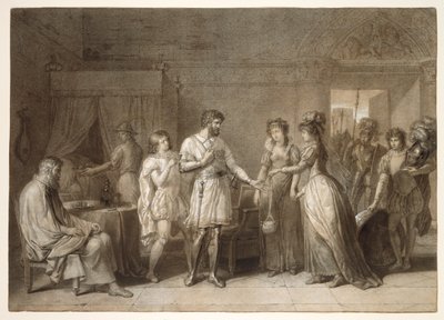 Bayard nekter gaver fra vertinnen sin i Brescia av Anne-Louis Girodet de Roucy-Trioson
