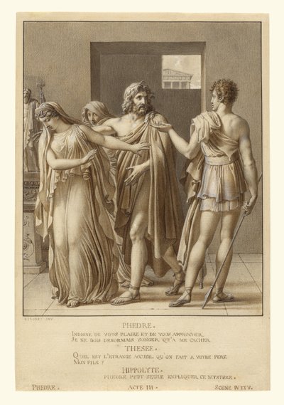 Phaedra avviser Thesevs#39; omfavnelser av Anne-Louis Girodet de Roucy-Trioson