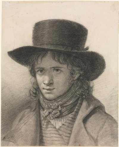Selvportrett i hatt av Anne-Louis Girodet de Roucy-Trioson