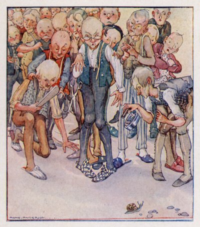 Barnerim: Four-And-Twenty Tailors Went To Kill A Snail (farge litho) av Anne (after) Anderson