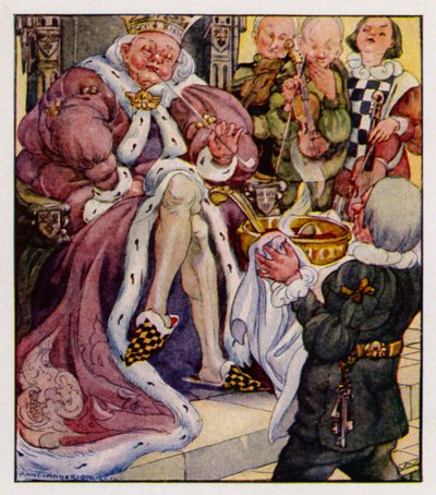 Barnerim: Old King Cole Was A Merry Old Soul (farge litho) av Anne (after) Anderson
