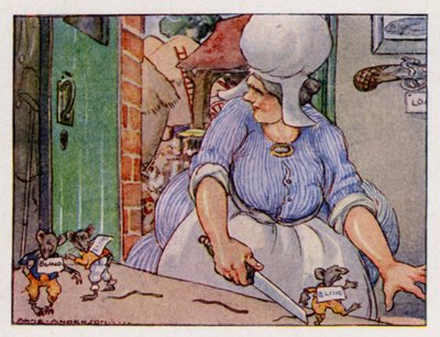 Barnerim: Three Blind Mus (farge litho) av Anne (after) Anderson