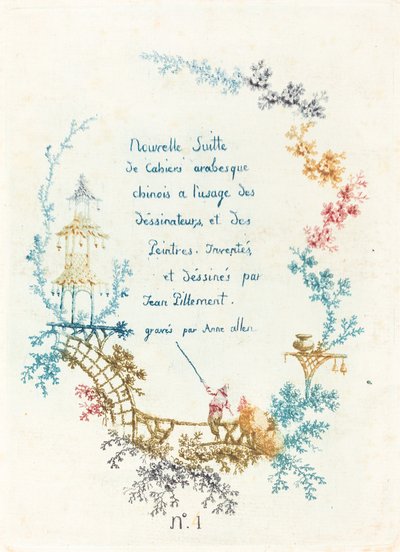 Tittelside for New Suite of Chinese Arabesques, tidlig på 1760-tallet. av Anne Allen