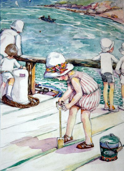 How Evangeline Lost Her Spade, 1929 (wc på papir) av Anne Anderson