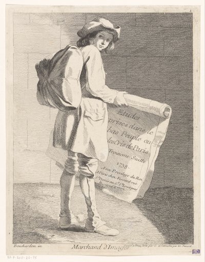 Rondreisende prentverkoper Merchant of Images (tittel på objekt) Studier tatt i Lower People eller Crees of Paris. Tredje farge. (serietittel på objekt) av Anne Claude Philippe Caylus