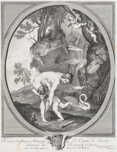 Venus Catching Love eller Venus Flogging Love, ca. 1741. Skapere: Caylus, Anne-Claude-Philippe de, Etienne Fessard. av Anne Claude Philippe de Caylus, Etienne Fessard