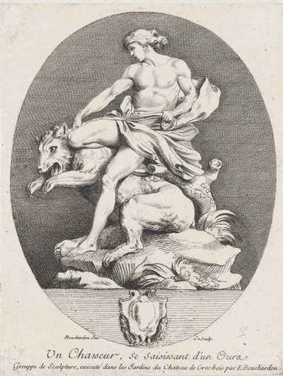 En jeger som griper en bjørn, 1737 av Anne Claude Philippe de