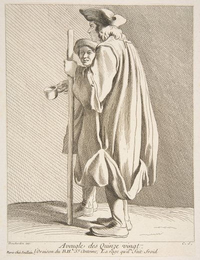 En blind mann fra Quinze-Vingts sykehus, 1738. av Anne Claude Philippe de Caylus