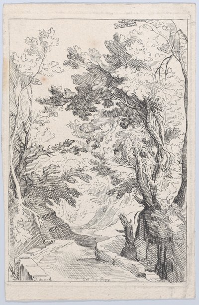 En sti med en brystning i en skog, 1700-tallet. av Anne Claude Philippe de Caylus