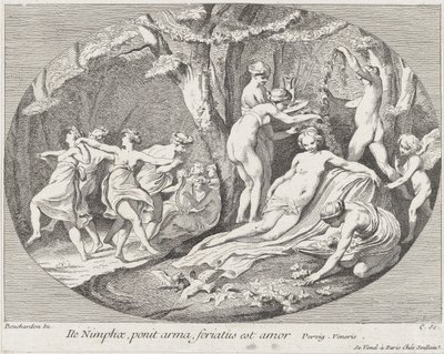 Gå Nymfer, som legger ned våpnene, Kjærlighet hviler!, 1730-60. av Anne Claude Philippe de Caylus