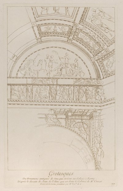 Grotesker: detalj av stukkaturrelieffene som dekorerer Colosseum i Roma, ca. 1729. av Anne Claude Philippe de Caylus