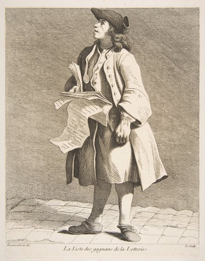 Lesningen av lotterivinnere, 1746. av Anne Claude Philippe de Caylus
