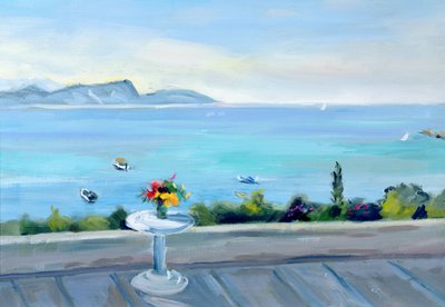 En terrasse med utsikt over havet av Anne Durham
