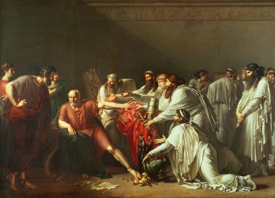 Hippokrates (ca. 460-c.377 f.Kr.) nekter Artaxerxes I-gaver (d.425 f.Kr.) 1792 av Anne Louis Girodet de Roucy Trioson