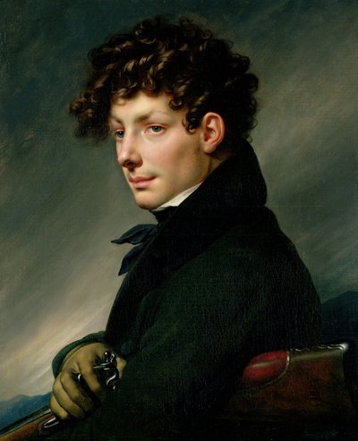 Portrett av en ung mann som jeger, 1811 av Anne Louis Girodet de Roucy Trioson