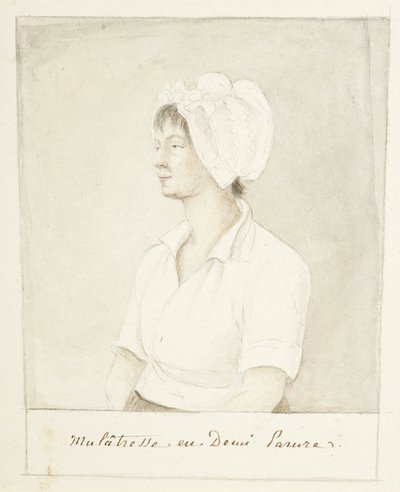 Portrett av en mulattjente, udatert (grafitt, akvarell og grå vask på papir) av Anne Marguerite Hyde de Neuville