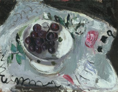 Dish of Grapes, ca. 1957 (olje om bord) av Anne Redpath