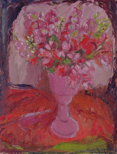 Rosa blomster, ca. 1948 (olje om bord) av Anne Redpath