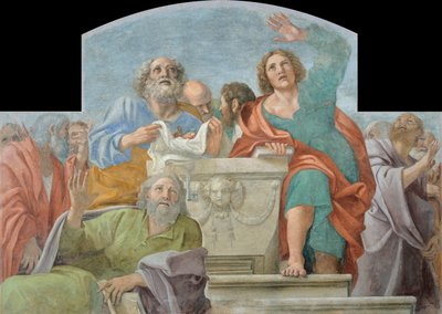 Apotres pres du sepulcre vide - Peinture de Annibale Carracci (1560-1609) Apostler rundt den tomme gravfrescoen 1604-1607 Museu Nacional d