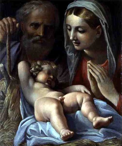 Holy Family (olje på lerret) av Annibale Carracci