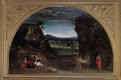 Landskap med avsetning (olje på lerret, ca. 1604) av Annibale Carracci
