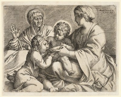 Madonna og barn med de hellige Elizabeth og døperen Johannes av Annibale Carracci