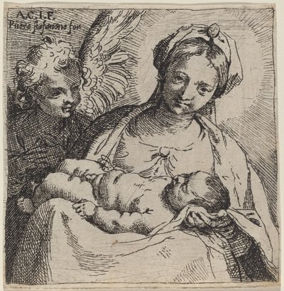 Madonna og barn med en engel av Annibale Carracci
