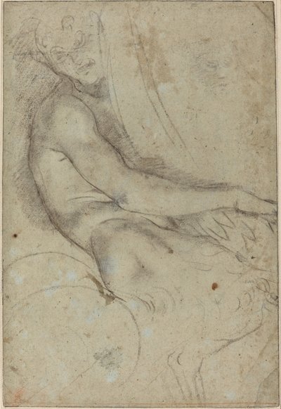 Satyr holder en runddel av Annibale Carracci
