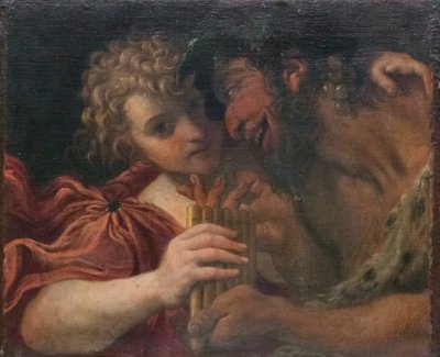 Satyr og gjeter av Annibale Carracci