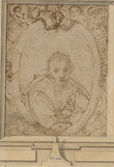 Selvportrett, ca. 1580 (penn og brunt blekk på papir) av Annibale Carracci