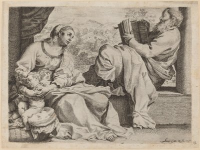 Den hellige familie med døperen Johannes av Annibale Carracci