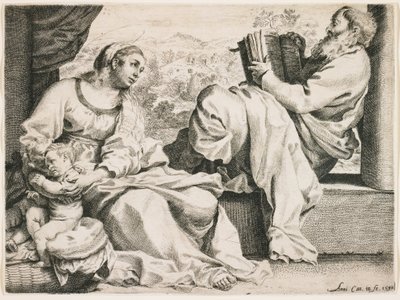 Den hellige familie med døperen Johannes av Annibale Carracci