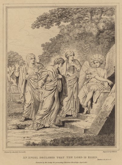En engel erklærer at Herren er oppstått, Matteus av Annibale after Carracci