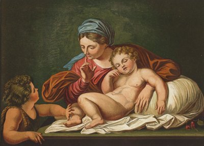Jomfruen, spedbarnsfrelseren og St John av Annibale after Carracci