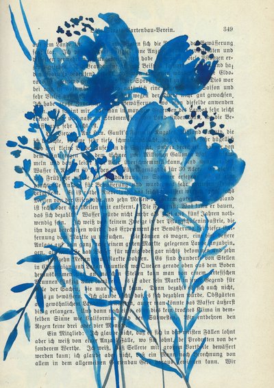 Blå akvarellblomster av Annick