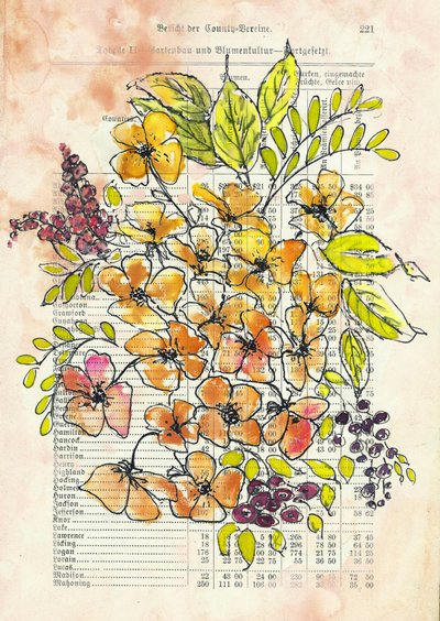 Dokument med vintage-blomstermønster av Annick
